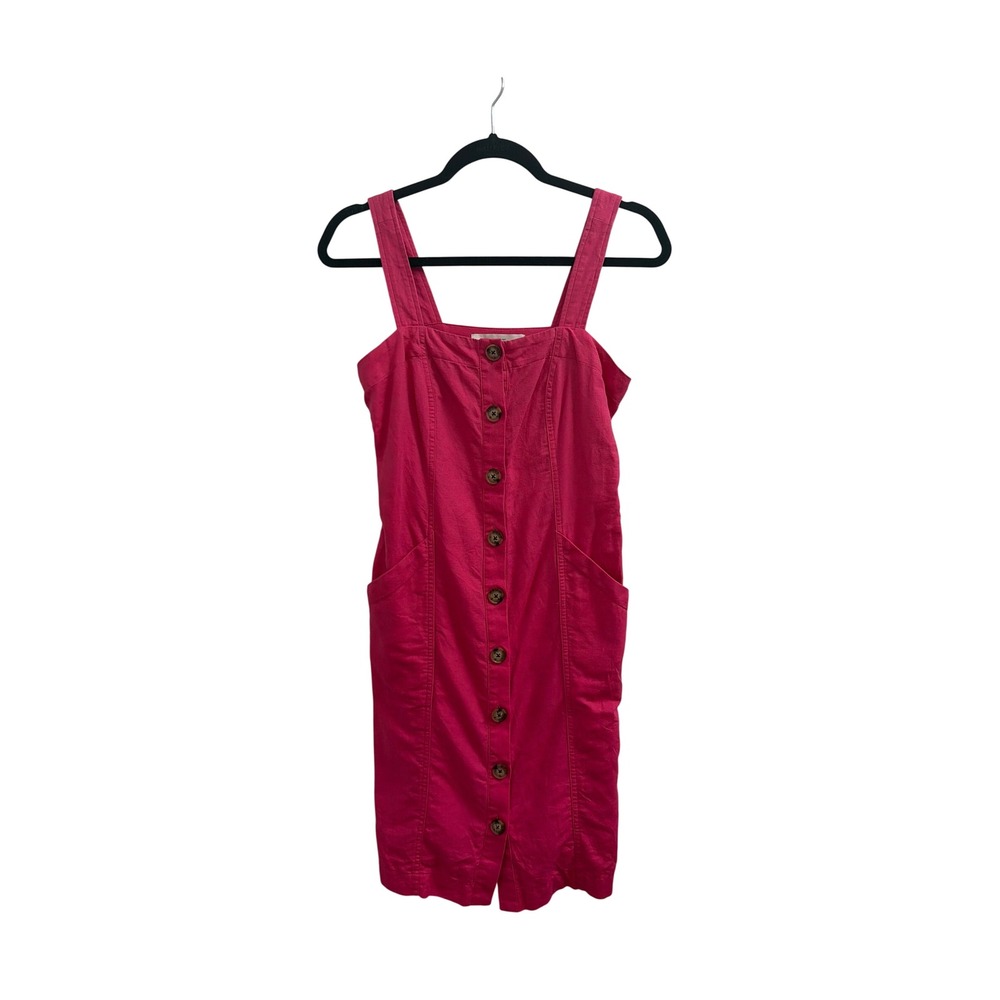 Loft Petites Pink Button Front Sheath Dress with Belt Size 00P